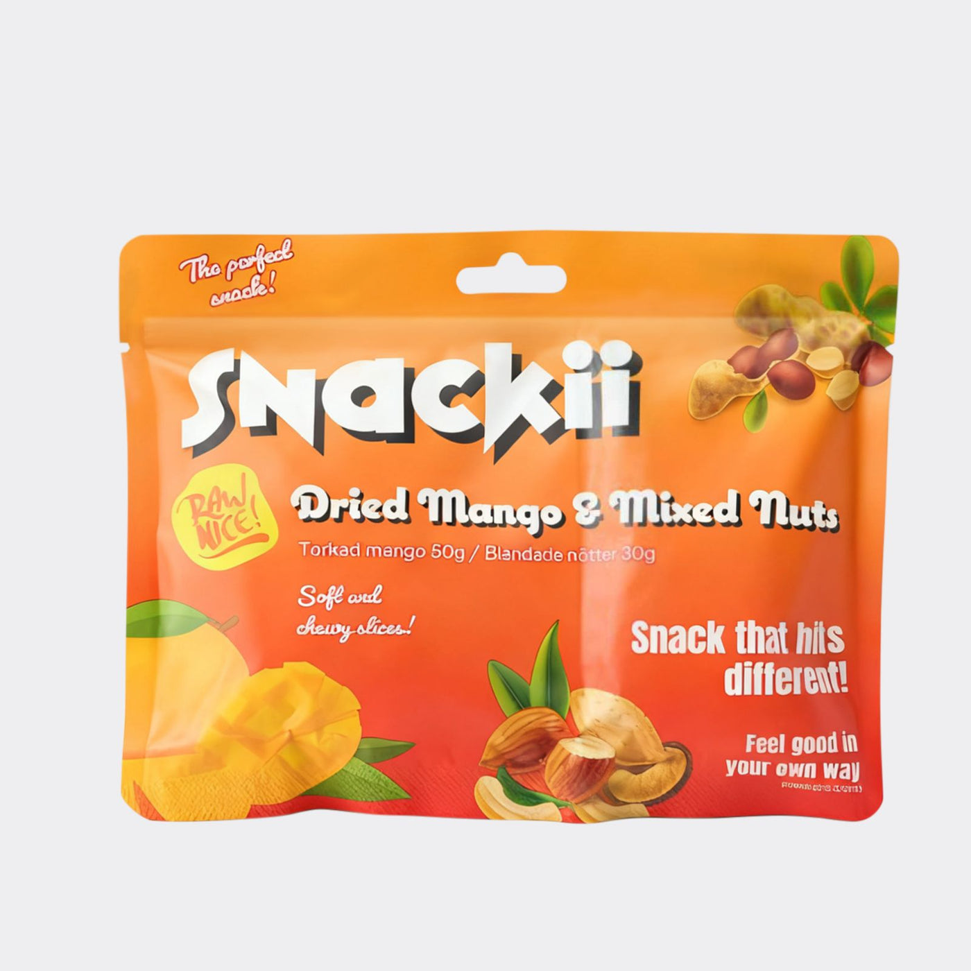 Snackii - Torkad mango & blandade nötter / 20 x 80g
