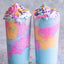 Unicorn shakes with pink pitaya blue spirulina and cur cumin powders